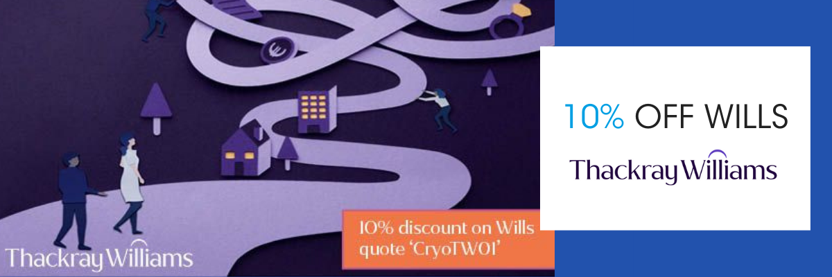 Thackray Williams LLP sevenoaks offering will writing discount to Cryojuvenate clients