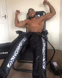 Anthony Joshua wearing compression trousers