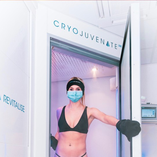 professional image female client in cryochamber