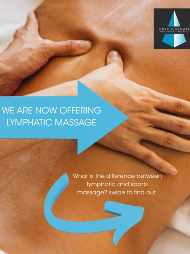 Sports Massage vs Lymphatic Massage — which one is right for you? 👇

They’re both hands-on treatments, but they have very different purposes.

💪 Sports Massage
Designed to work deeper into the muscles and soft tissues, helping ease muscle tension, improve mobility and support recovery from training, exercise and everyday aches.

🌿 Lymphatic Massage
A much gentler treatment using light, rhythmic movements to encourage lymphatic flow and support the body’s natural fluid drainage. It can be particularly useful for managing swelling and fluid retention.

So, if you’re feeling tight, tense or sore → Sports Massage
If you’re feeling swollen, puffy or retaining fluid → Lymphatic Massage

Not sure which is right for you? Speak to the team at CryojuvenateUK!

📲 Bookings available on the app 
#cryotherapy #recovery #sportsmassage #lymphaticmassage